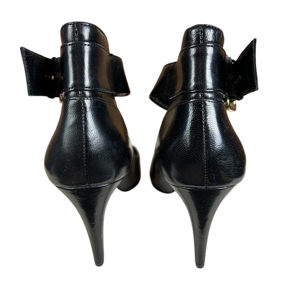 Nine West Pegglu Pumps Size 9.5M Black Leather Ankle Strap Stiletto Office Heels - Picture 6 of 12